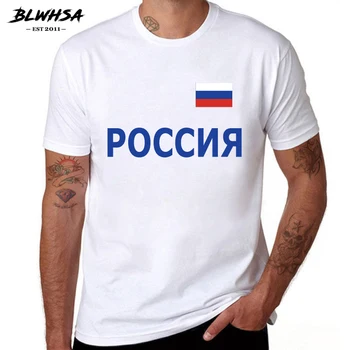BLWHSA Letní ruské T Tričko pro Muže S Potiskem ruské Vlajky a Dopisy Fanoušků T-košile Bavlna Krátký rukáv Topy
