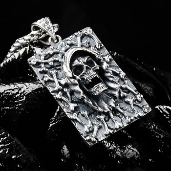 BOCAI Nové real 925 sterling silver přívěšek muži ďábel lebka rock Thajské stříbrné osobní šperky solidní s925 stříbro muži přívěsek