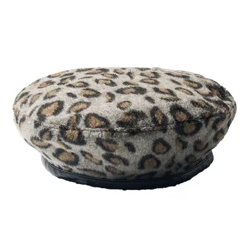 Boinas Para Mujer Leopard Print Dámské Podzimní a Zimní Módní Baret Pu Pokrytá Dýně Hat Chapeau Femme Casquette Homme Nové