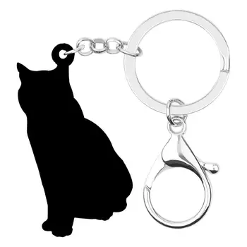 Bonsny Akryl Černá Bombay Kočka Přívěsky Keyring Sladké Pet Zvířat Přívěšek Na Klíče Šperky Pro Ženy, Děti, Novinka, Dárkové Tašky, Příslušenství