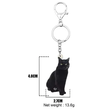 Bonsny Akryl Černá Bombay Kočka Přívěsky Keyring Sladké Pet Zvířat Přívěšek Na Klíče Šperky Pro Ženy, Děti, Novinka, Dárkové Tašky, Příslušenství