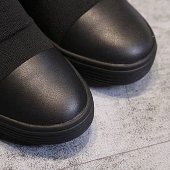 Boty dámské Originální Kožené Pletení Vlněné Ponožky Boot 2019 Podzim Zimní Černé Boty Ženy Krajky Boty Dámské Zimní Boot