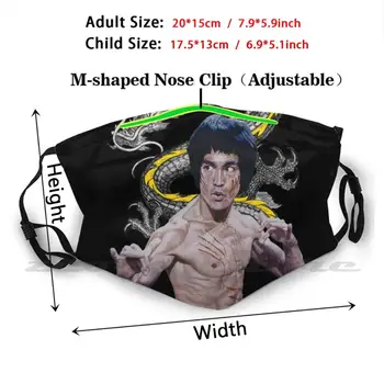 Bruce Lee Maska DIY Omyvatelný Filtr Pm2.5 Úst Trendy Bruce Lee, Herec Hollywood Legenda Bojových Umění Kung-Fu