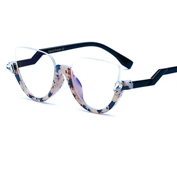 Brýle Rámy Brýle, Ženy, Móda Kočičí Oko Half Rám Diamond Crystal Brýle Frame Anti Blue Light Objektiv TR90 Podívanou