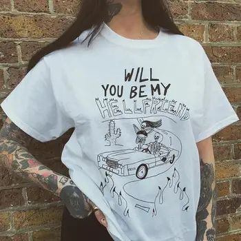 Budeš Moje Peklo Známému Tisk Ženy T Košile Krátký Rukáv Letní Ženy Tees Graphic Top Gothic Grunge Tumblr Camisetas Mujer