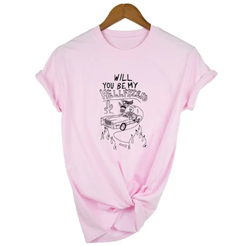 Budeš Moje Peklo Známému Tisk Ženy T Košile Krátký Rukáv Letní Ženy Tees Graphic Top Gothic Grunge Tumblr Camisetas Mujer