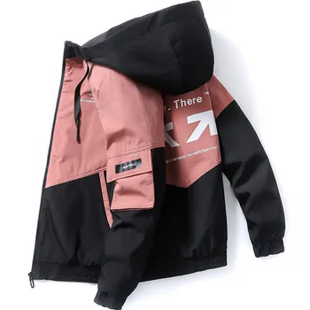 Bunda Pánské Hot 2020 Podzim Ležérní Patchwork s Kapucí Bomber Bunda Mužský svrchní oděv na Zip Kabát Harajuku Hip Hop Streetwear oblečení