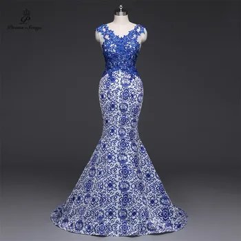 Básně, Písně 2019New Dlouhé Večerní Šaty vestido de festa Sexy s hlubokým Výstřihem Luxusní Modré formální party šaty prom šaty Čína