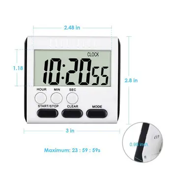 Bílá kuchyně časovač praktické vaření časovač, budík magnetické LCD digitální kuchyň odpočítávání, budík s podstavcem