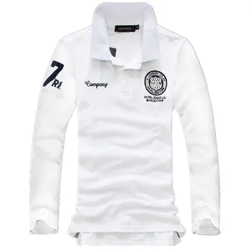 Bílé Pánské Dlouhé Rukávy POLO Tričko Velké Velikosti 5xl POLO Košile Mužské Módy Ležérní Výšivky