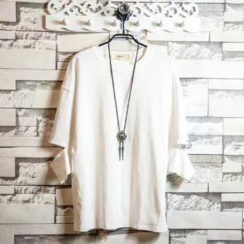 Bílé soucitný volné pánské oblečení na clothes2019-krátký rukáv t-shirt pánské letní trend bavlny pár napůl rukáv
