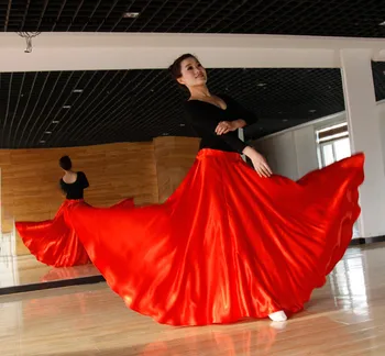 Břišní Tanec Kostýmy, Dlouhé Taneční Pro Dospělé Ženy Sukně Lady Red Ding Sukně Bellydance Big Swing Sukně Představení Cikánské Dancewear