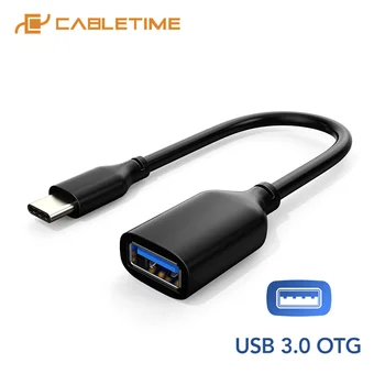 CABLETIME USB C na USB 3.0 F OTG Adaptér, Typ C Samec na USB Žena Adaptér pro Macbook Air Huawei Mate Xiaomi C329