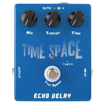 Caline CP-17 Echo Delay Kytarové Efekty Pedál Time Space Bass Distortion True Bypass Modrá