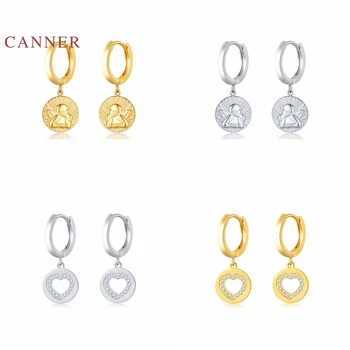 CANNER Amor Srdce Je Nádherné Náušnice Pro Ženy S925 Sterling Silver Náušnice Obruče Zirkon Jemné Šperky korejské Pendientes