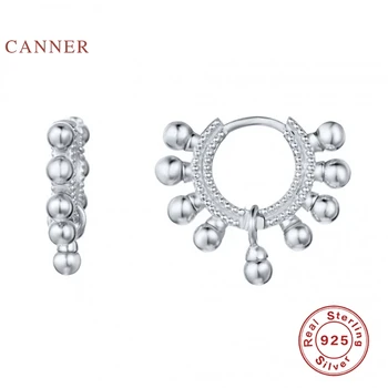 CANNER Náušnice Pro Ženy Real 925 Sterling Silver, Kulaté Korálky, Náušnice, Obruče, Zirkon Diamant, korejské Zlaté Šperky Aretes De Mujer