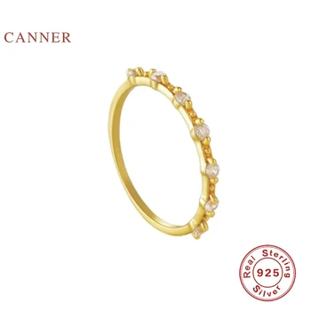 CANNER Punk Styl A Móda All-Zápas Prsten 925 Sterling Silver Anillos Zlaté Prsteny Pro Ženy Luxusní Jemné Šperky Snubní Prsten