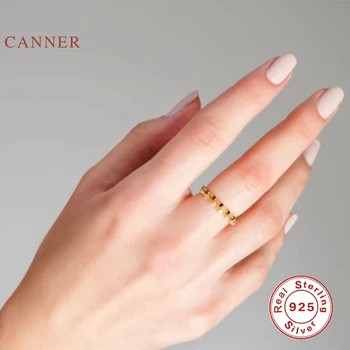 CANNER Punk Styl A Móda All-Zápas Prsten 925 Sterling Silver Anillos Zlaté Prsteny Pro Ženy Luxusní Jemné Šperky Snubní Prsten