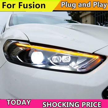 Car styling pro fusion světlomet LED HID 2013-LED světlomety, Head Lamp případě pro Ford mondeo Bi-Xenonové mondeo Čočky potkávacích