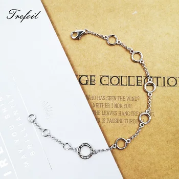 Chain & Link Náramek s Kulatým Nosič, 2018 Nové 925 Sterling Silver Módní Šperky Módní Dárek pro Ženy, Dívky
