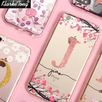 Cherry blossom Glitter Flower Jméno Vlastní Telefon Pouzdro Pro iPhone 12 mini 11 pro max XS XR 8 7 6 Plus SE2020 Měkké Silikonové Krytí