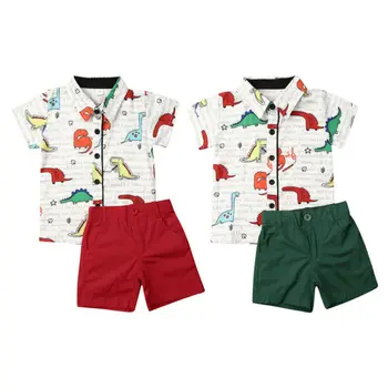 Chlapec Oblečení 2019 Roztomilý Dinosaurus Batole Dítě Chlapec Formální Oblek, Košile, Šortky, Kalhoty 2ks Oblečení Set Oblečení