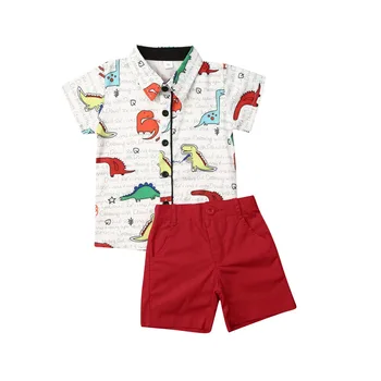 Chlapec Oblečení 2019 Roztomilý Dinosaurus Batole Dítě Chlapec Formální Oblek, Košile, Šortky, Kalhoty 2ks Oblečení Set Oblečení