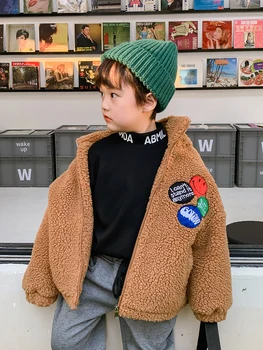 Chlapecká Fleece Zesílená Stlačena Košili 2020 Nové Zimní Střední korejský Styl Módní Topy dětské Oblečení Zimní Oblečení