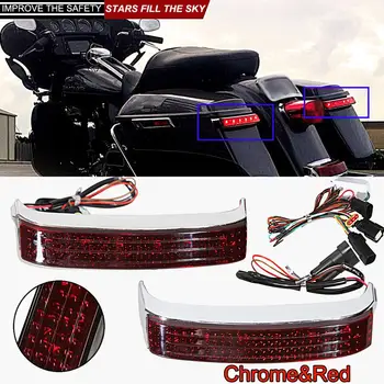 Chrome&Červená LED Ocas sedlové Brašny Spustit Brzdové Světlo směrovka Kit Pro Harley Touring Street Glide FLHX Road PDD 15 16 17 18 19