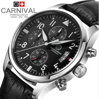 Chronograf světelný vojenské potápění běží sport plný oceli muži stopky originální kožený pásek luxusní značky hodinek safírové