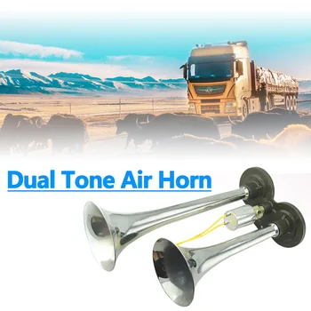 CHSKY Univerzální 24V Nahlas Dual Trubka 105-125 db Hlasitý Chrome Auto Air Horn pro Nákladní Automobily, Automobily Nákladní Vlak Vzduchový Klakson