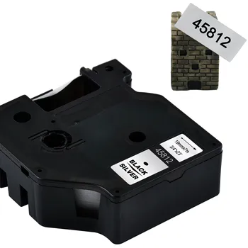 CIDY 45812 Černé na stříbrné Kompatibilní s Dymo D1 19mm Štítek Pásky Pásky Kazeta pro Dymo Label Manager 160 210 280