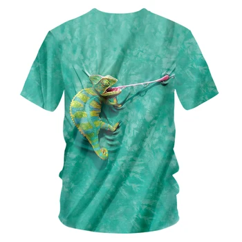 CJLM Cool T-shirt Módní Muži 3d Tričko Tištěné Legrační Chameleon Ležérní Krátký Rukáv Letní Topy Tee T Košile, Muži Značky Šaty