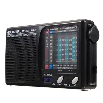 CLAITE Portable Full Band Radio FM Stereo Reproduktor MW SW Rádio Přijímač Krátkovlnný Přijímač