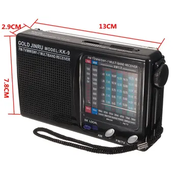 CLAITE Portable Full Band Radio FM Stereo Reproduktor MW SW Rádio Přijímač Krátkovlnný Přijímač