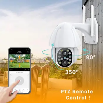 Cloud 3MP Dual-Objektiv Bezdrátové připojení PTZ Kamera Venkovní 1080P 4X Zoom, Barva IR Wi-fi IP Kamera, Automatické Sledování CCTV Bezpečnostní Dohled