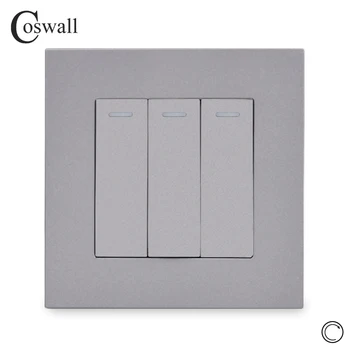 Coswall Jednoduchý Styl PC Panel, 3 Gang 1 Způsob, jak Obnovit Přepínač Pulzní Spínač Momentální Kontaktní Spínač, Tlačítko Zdi Vypínač 16A