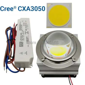 CREE CXA3050 COB LED Světla DIY Modul LED Array LED Lampa s 50-60W MEANWELL LPC-60-1400 Ovladače & Sklo Objektivu 66mm A Chladič