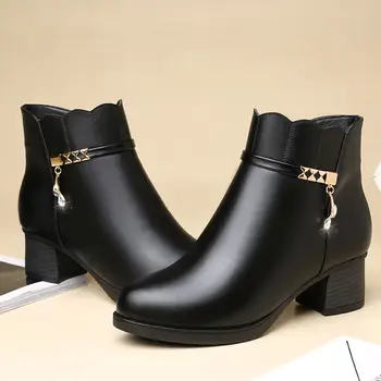 Cresfimix botas de mujer ženy, klasické černé pu kůže, vysoký podpatek kotníkové boty lady cool podzim plus velikosti 35-42 boty a6450