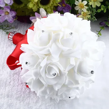 Crystal Pearl Růže Družička Svatební Kytice Svatební Umělé Hedvábné Květiny Pro Svatební Party Mariage Ruku Květinové Dekorace