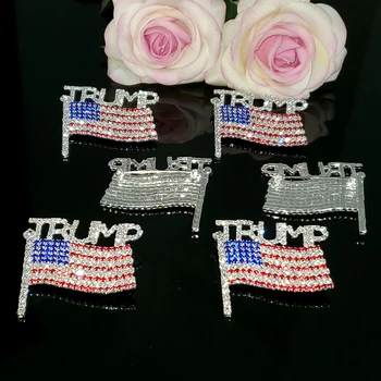 Crystal Ručně dělané Brože Spojené Státy Vlajky Trump Piny Klopy Unikátní Drahokamu Šperky Dárek VELKOOBCHOD