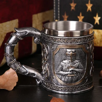 CSS Středověkých Templářů Crusader Knight Hrnek Brnění Rytíře Kříže Pivo Stein Korbel Kávy Cup-Hrnek