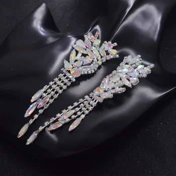 CUIER Nádherné Krásné Křídla Náušnice dárky pro dívky Crystal AB Dívky Dárek Crystal Dlouhé drop Náušnice Svatební šperky, velké velikosti