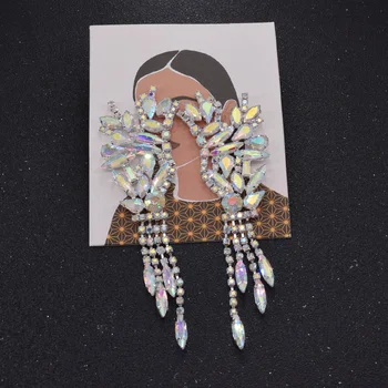 CUIER Nádherné Krásné Křídla Náušnice dárky pro dívky Crystal AB Dívky Dárek Crystal Dlouhé drop Náušnice Svatební šperky, velké velikosti