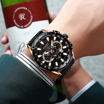 CURREN luxusní značky pánské hodinky modrá quartz hodinky sportovní chronograf, hodiny mužské nerezové oceli kapela roku 2020 módní obchodní hodinky