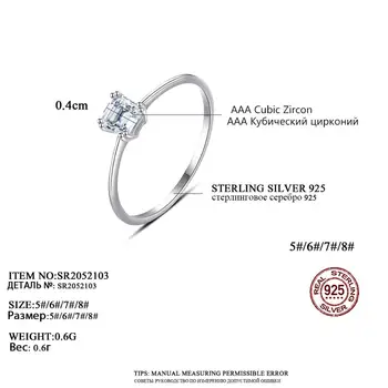 CZCITY Čisté 925 Mincovní Stříbro Prsteny pro Ženy 2020 Seznamovací Večírek Daily-Life Square Ring Jemné Šperky Bijoux Dárky SR2052103