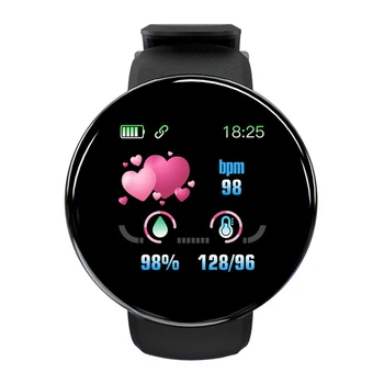 D18 Srdeční Frekvence, Krevní Tlak Smartwatch Barevný Displej Fitness Tracker, Chytré Hodinky IP65 Vodotěsný Náramek