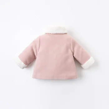 DBM15295 dave bella zimní dětské dívky módní pevné tlačítko luk kožešiny kabát děti topy kojenecké batole oblečení