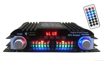 DC12V 40W+40W mini 4-kanálový Bluetooth Auto doma Počítač, digitální audio zesilovač, dálkové ovládání, FM rádio USB SD music palyer