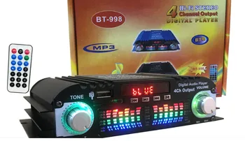 DC12V 40W+40W mini 4-kanálový Bluetooth Auto doma Počítač, digitální audio zesilovač, dálkové ovládání, FM rádio USB SD music palyer
